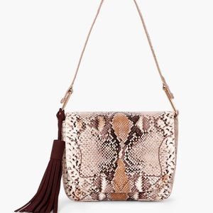 Snakeskin print tassel shoulder bag just fab